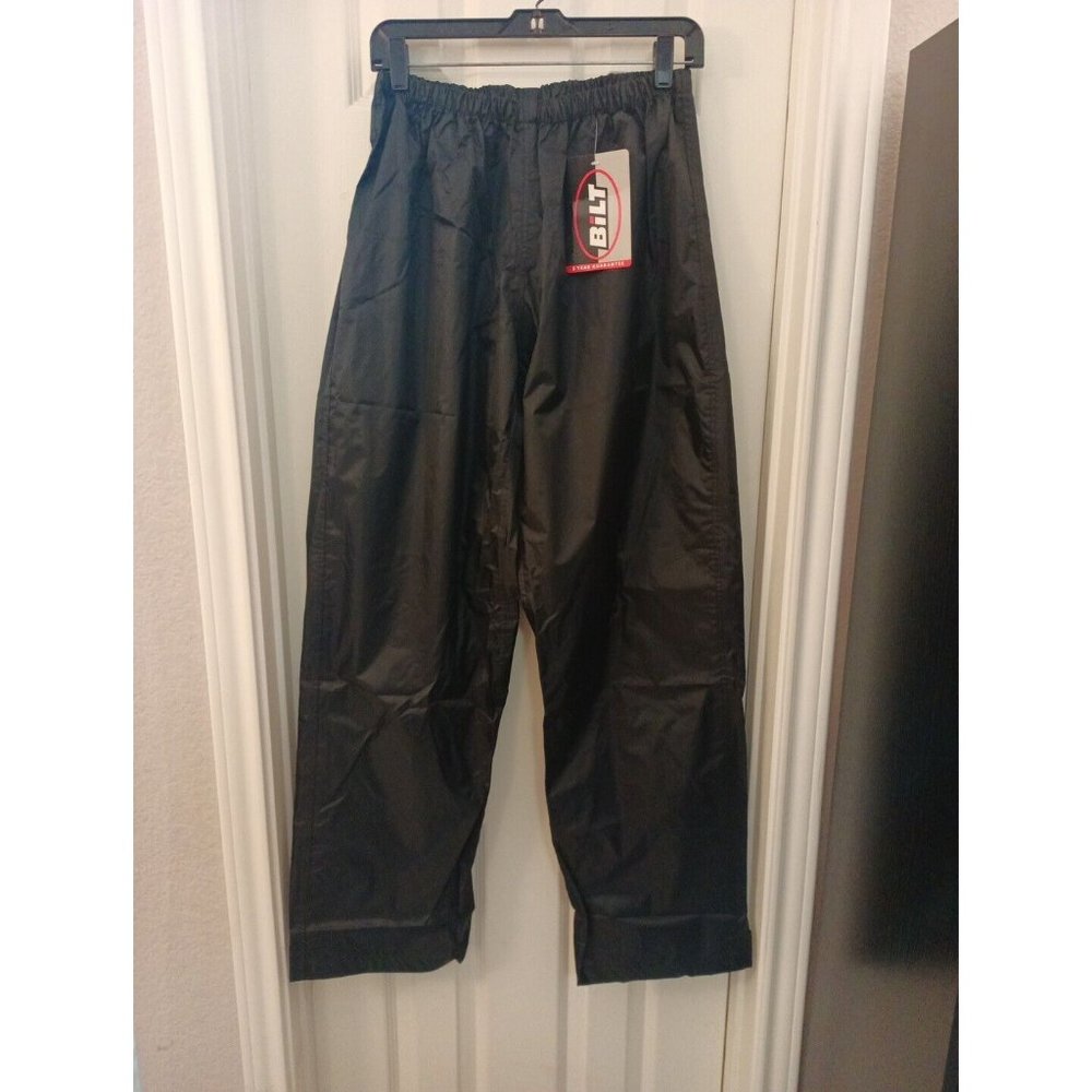 Nwt Men's Bilt Black Monsoon Over Pant Elastic Waist Water Resistant Medium